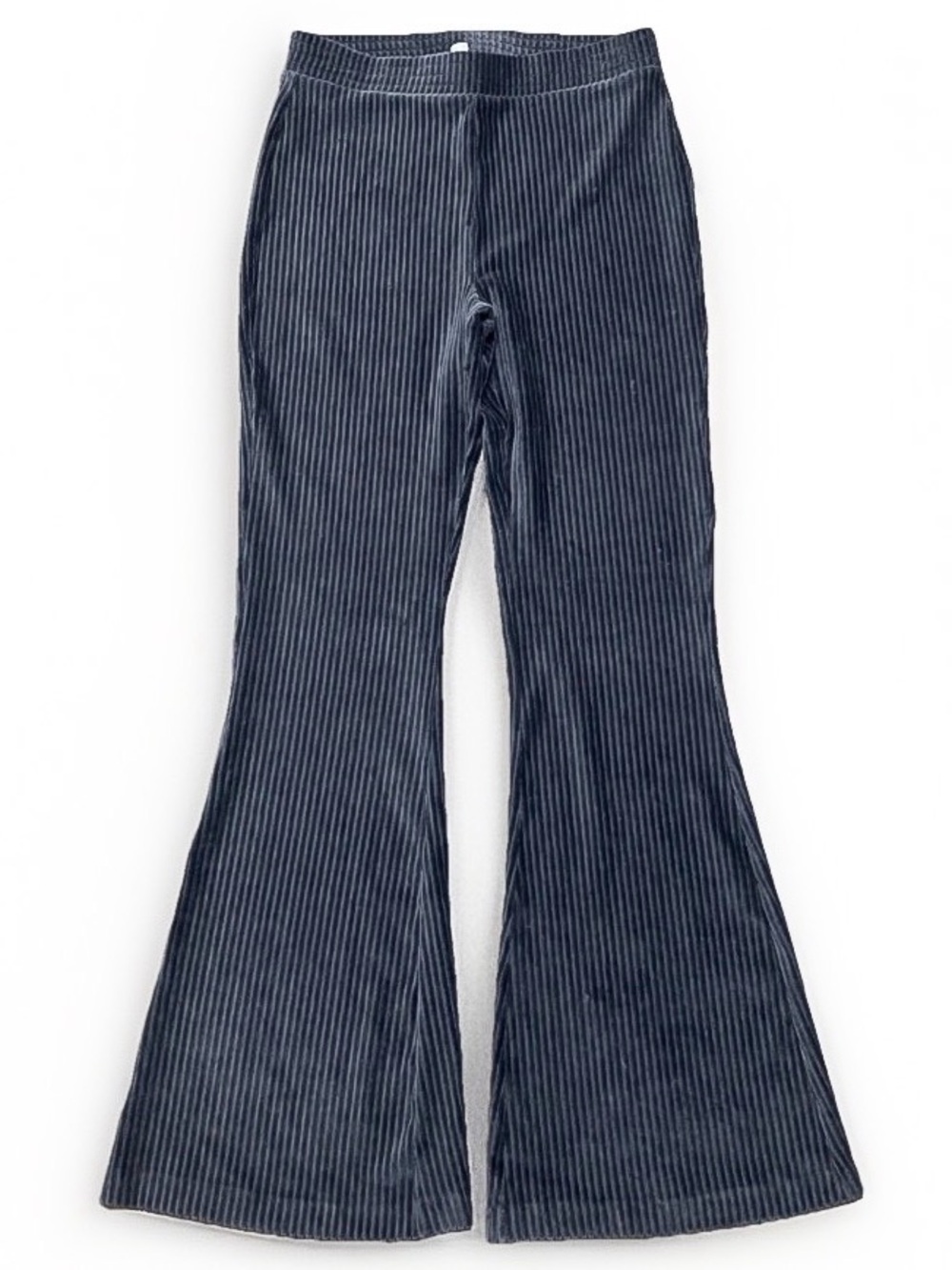 Aerie Groove-On Ribbed Velour High Waisted Flare Leggings in Charcoal Gray M - Picture 1 of 12